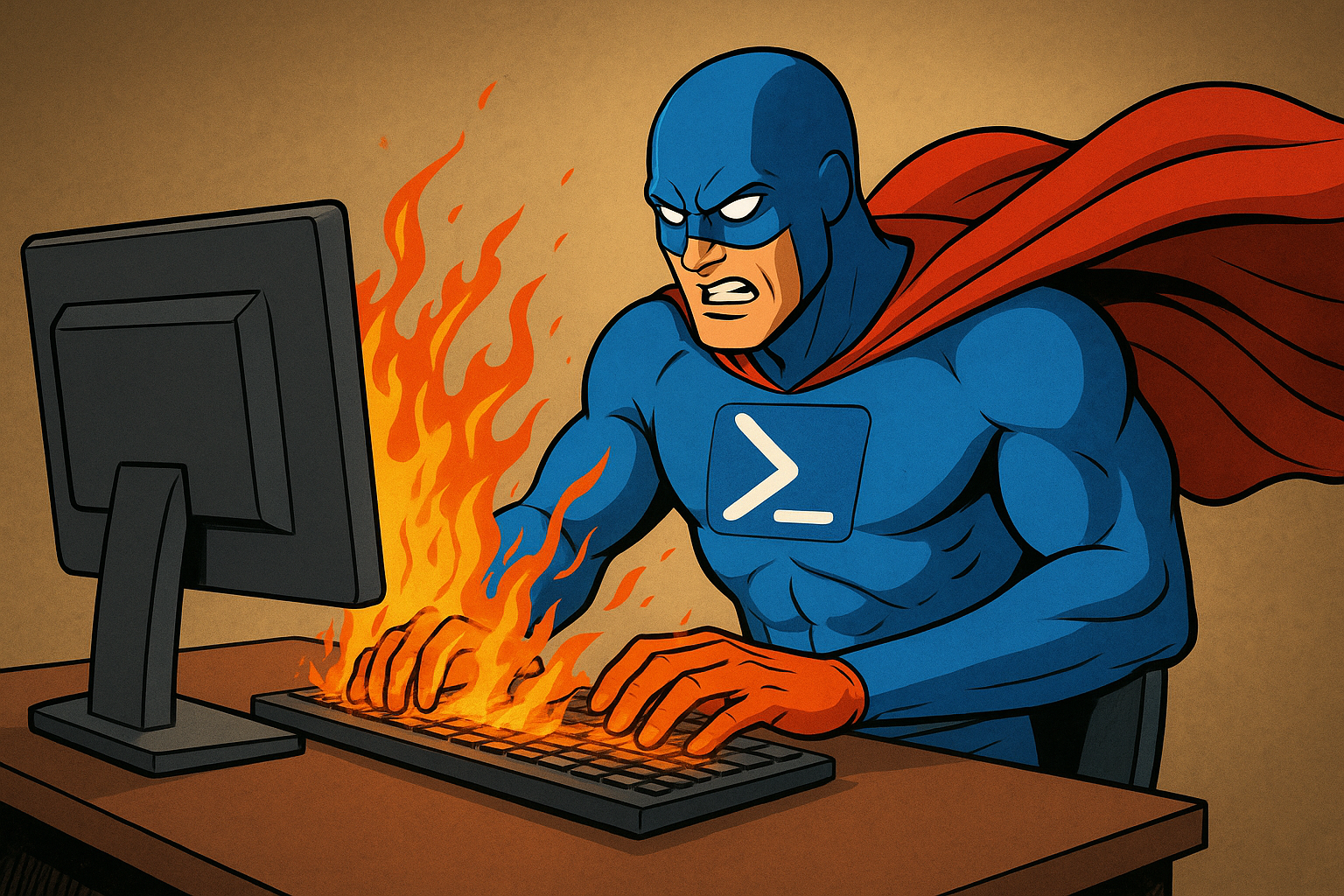 Just another day at work for Powershell Man taking on all challenges thrown his way